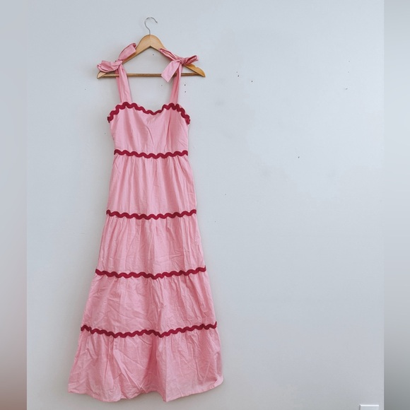 Beach Riot Pink and Magenta Tiered Maxi Dress NWOT 100% Cotton - Picture 3 of 7